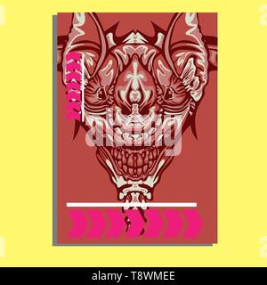 Vector Illustration. Mecha heilige Geometrie. Für t-shirt, Poster, Aufkleber. Linienstil an. - Vektor Stock Vektor