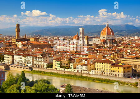 Stadtansicht Blick auf Florenz vom Piazzale Michelangelo, Toskana, Italien Stockfoto