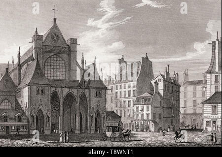 Die Benediktiner Abtei von Saint-Germain-des-Prés, Paris, antiken Stahl Gravierte drucken, 1831 Stockfoto