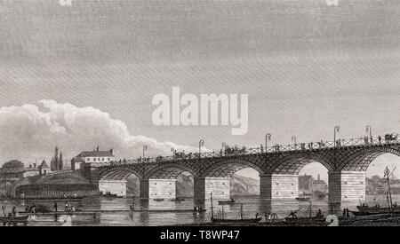 Pont d'Austerlitz, Paris, antiken Stahl Gravierte drucken, 1831 Stockfoto