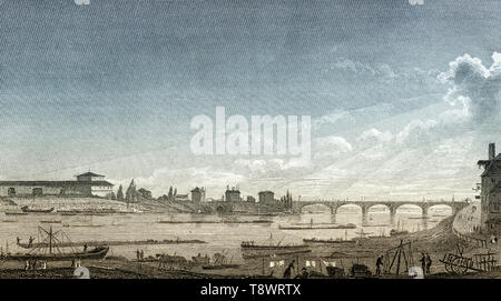 Pont d'Austerlitz, Paris, antiken Stahl Gravierte drucken, 1831 Stockfoto