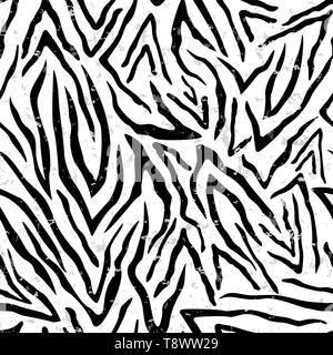 Zebra print nahtlose Muster. Wildes Tier Haut Hintergrund mit grunge Textur. Stock Vektor