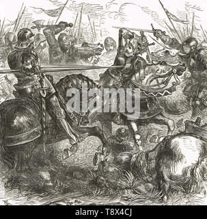 Richard III. kämpft in der Schlacht von Bosworth Field, 22. August 1485 Stockfoto