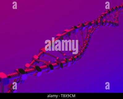 DNA-Helix mit Gang statt Moleküle übertragen. Genetische Wissenschaft und Medizin Konzept ändern 3D-Darstellung Stockfoto