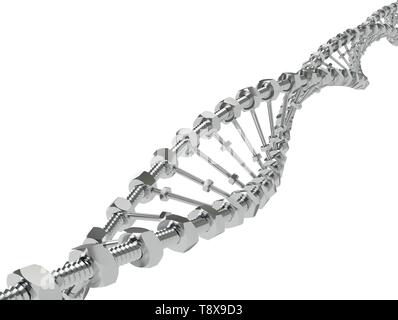 DNA-Helix mit Gang statt Moleküle übertragen. Genetische Wissenschaft und Medizin Konzept ändern 3D-Darstellung Stockfoto