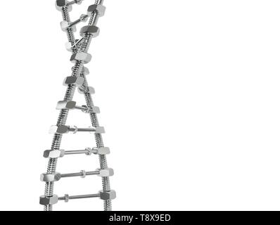 DNA-Helix mit Gang statt Moleküle übertragen. Genetische Wissenschaft und Medizin Konzept ändern 3D-Darstellung Stockfoto