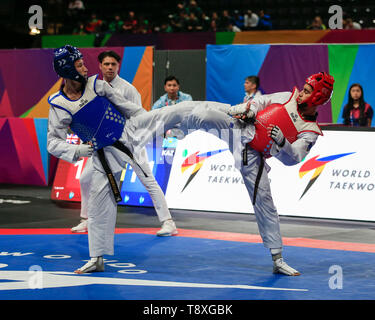 Nationale Taekwondo Centre, Manchester, UK. 15 Mai, 2019. Taekwondo-WM, Tag 1; Hassan Haider (GBR) bei seinem Kampf mit den Renditen Yskak (KAZ) in der Vorrunde der Weltmeisterschaft Credit: Aktion plus Sport/Alamy leben Nachrichten Stockfoto