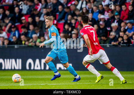 EINDHOVEN, PSV-Heracles Almelo, 15-05-2019 Fußball, niederländischen Eredivisie Saison 2018 - 2019, Philips Stadion, Heracles Almelo Spieler Alexander Merkel (L), PSV-player Gaston Pereiro (R) Stockfoto