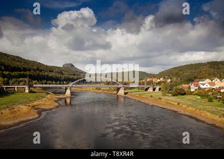 Carola Brücke über die Elbe, Bad Schandau, Sächsische Schweiz, Sachsen, Deutschland, Europa Stockfoto