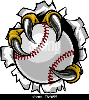 Baseball Ball Eagle Claw Talons Ripping Hintergrund Stock Vektor