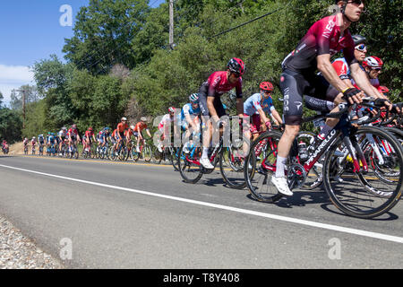 Amgen, Tour von Kalifornien, Sacramento, CA - 13. Mai 2019: Amgen, Tour von Kalifornien Rennen ist auf dem Weg nach South Lake Tahoe, Kalifornien während Phase 2 Stockfoto