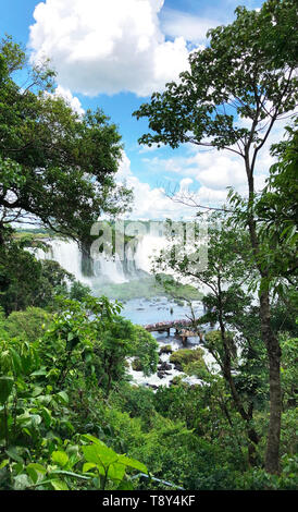 Die Iguazu Wasserfälle sind eine der berühmten Wasserfälle der Welt, an der Grenze von Brasilien und Argentinien. Stockfoto