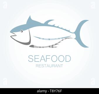 Thunfisch logo Symbol Vektor. Seafood Restaurant symbol Abbildung. Stock Vektor