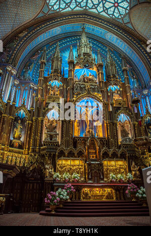 Innenraum der Basilika Notre-Dame (Montreal) Stockfoto
