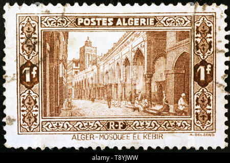 Moschee in Algier am schönen alten Briefmarke Stockfoto