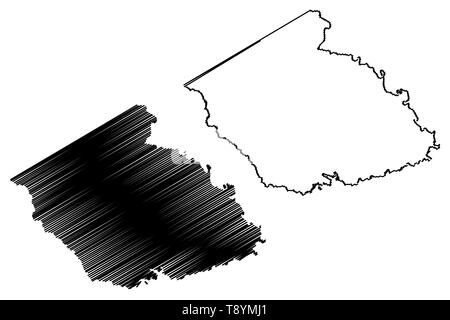 Burleson County, Texas (Grafschaften in Texas, USA, USA, USA, USA) Karte Vektor-illustration, kritzeln Skizze Burleson Karte Stock Vektor