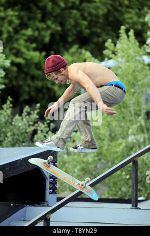 Internationales Festival für Extreme Sports statt, am Ufer des Flusses Lez in Montpellier, Frankreich Stockfoto