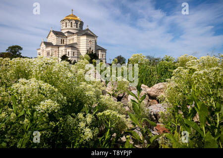 Hl. Wladimir Kathedrale, ein Neobyzantinischen russisch-orthodoxen Kathedrale in Chersonesus Bezirk der Stadt Sewastopol, Krim Stockfoto