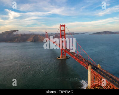 Luftaufnahme der Golden Gate Bridge in San Francisco Stockfoto