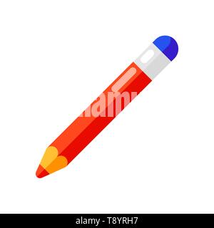 Symbol der Bleistift mit Radierer im flachen Stil. Stock Vektor
