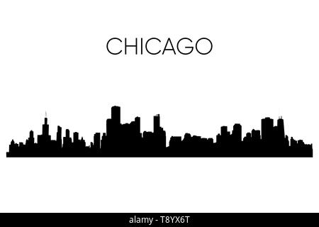 Skyline von Chicago Silhouette. Vector Illustration. Schwarz und Weiß Stock Vektor