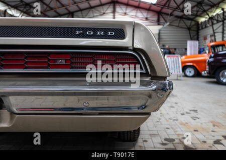 BERLIN, 27. APRIL 2019: Fragment von Muscle Car Ford Torino GT, 1971. Stockfoto