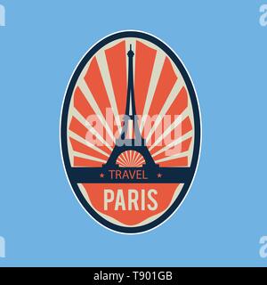 Vektor reisen Aufkleber und Etiketten mit berühmten Länder, Städte, Sehenswürdigkeiten, Fahnen und Symbole im Retro oder Vintage Style eingestellt. Mit Italien, Frankreich, Rus Stock Vektor