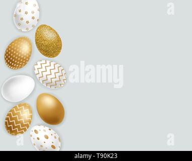 Ostern gemalte goldene Eier Vektor realistische Sammlung. Abstrakte verziert nettes Design. 3d Detaillierte Stock Vektor