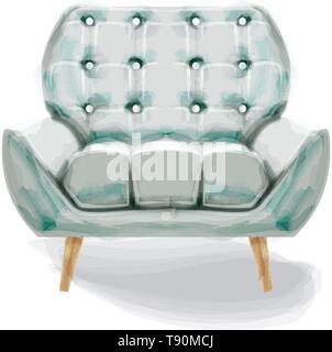 Vintage Retro Sessel Vektor Aquarell. Mit Möbeln im modernen Stil. Alte Effekt design Stock Vektor