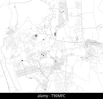 Satelliten Karte von Naypyidaw. Es ist die Hauptstadt von Myanmar und dem Standort der EU Parlament. Karte von Straßen und Gebäuden der Stadt Zentrum Stock Vektor