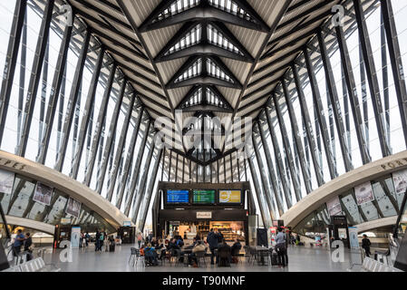 Der TGV Bahnhof Lyon Saint-Exupéry (franz.: Gare de Saint-Exupéry TGV) ist ein fernverkehrsbahnhof am Flughafen Lyon Saint-Exupéry, etwa 20 Kilometer Stockfoto