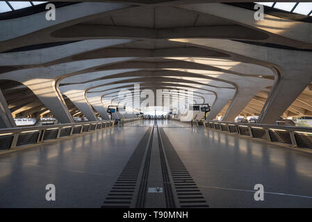 Der TGV Bahnhof Lyon Saint-Exupéry (franz.: Gare de Saint-Exupéry TGV) ist ein fernverkehrsbahnhof am Flughafen Lyon Saint-Exupéry, etwa 20 Kilometer Stockfoto