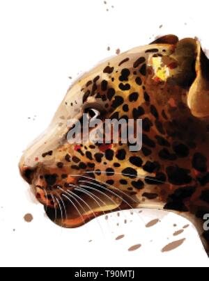 Leopard Vektor Aquarell. Farbenfrohe ausführliche Darstellung wildlife Stock Vektor