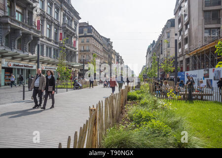 Brüssel, Boulevard Anspach, Umbau zur fußgeherzone - Brüssel, Boulevard Anspach, die Umwandlung in eine Fußgängerzone Stockfoto