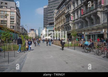 Brüssel, Boulevard Anspach, Umbau zur fußgeherzone - Brüssel, Boulevard Anspach, die Umwandlung in eine Fußgängerzone Stockfoto