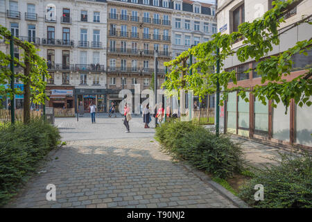 Brüssel, Boulevard Anspach, Umbau zur fußgeherzone - Brüssel, Boulevard Anspach, die Umwandlung in eine Fußgängerzone Stockfoto