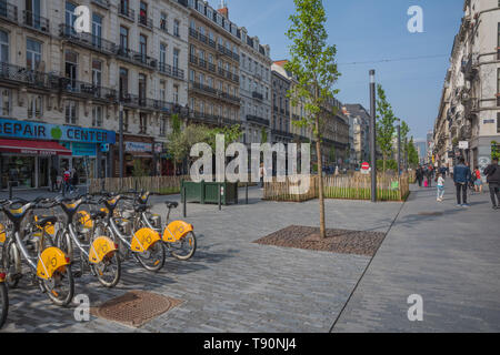 Brüssel, Boulevard Anspach, Umbau zur fußgeherzone - Brüssel, Boulevard Anspach, die Umwandlung in eine Fußgängerzone Stockfoto