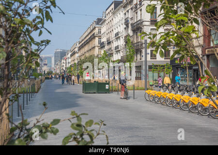 Brüssel, Boulevard Anspach, Umbau zur fußgeherzone - Brüssel, Boulevard Anspach, die Umwandlung in eine Fußgängerzone Stockfoto