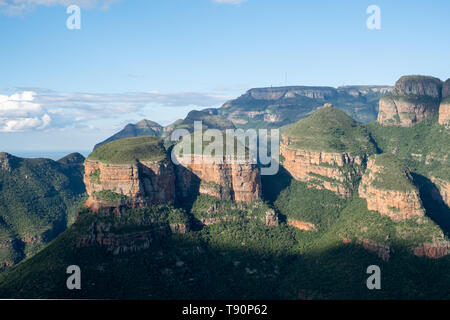 Die drei Rondavels Felsformation am Blyde River Canyon, Panorama Route, Mpumalanga, Südafrika. Stockfoto