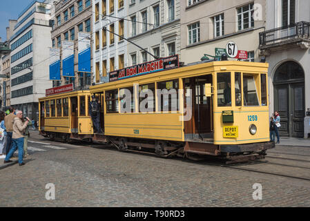 Brüssel, 150 Tramwayparade' Jahre Straßenbahn in Brüssel "am 1. Mai 2019 - Brüssel, Parade "150 Jahre Straßenbahn", 1. Mai, 2019 Stockfoto