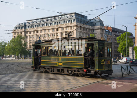 Brüssel, 150 Tramwayparade' Jahre Straßenbahn in Brüssel "am 1. Mai 2019 - Brüssel, Parade "150 Jahre Straßenbahn", 1. Mai, 2019 Stockfoto