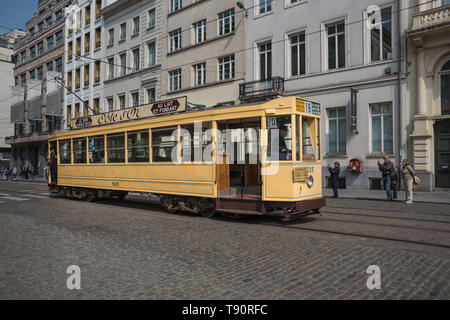 Brüssel, 150 Tramwayparade' Jahre Straßenbahn in Brüssel "am 1. Mai 2019 - Brüssel, Parade "150 Jahre Straßenbahn", 1. Mai, 2019 Stockfoto