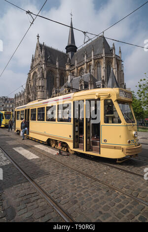 Brüssel, 150 Tramwayparade' Jahre Straßenbahn in Brüssel "am 1. Mai 2019 - Brüssel, Parade "150 Jahre Straßenbahn", 1. Mai, 2019 Stockfoto