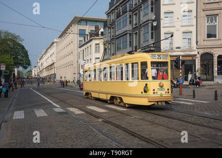 Brüssel, 150 Tramwayparade' Jahre Straßenbahn in Brüssel "am 1. Mai 2019 - Brüssel, Parade "150 Jahre Straßenbahn", 1. Mai, 2019 Stockfoto