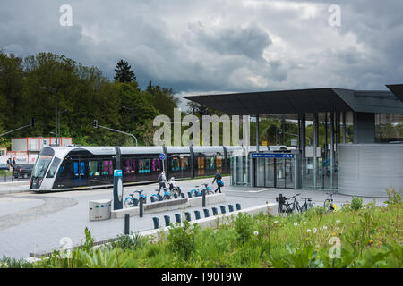 Stater Straßenbahn (Dt.: Städtische Straßenbahn) ist die Bahnlinie der luxemburgischen Hauptstadt Luxemburg, sterben bin 10 sterben. Dezember 2017 eröffnet wurde. D Stockfoto