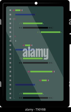 Programmierung Code auf einem Tablet Bildschirm Stock Vektor