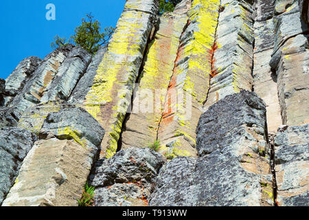 Basaltsäulen am Keremeos Spalten Provincial Park in Keremeos, British Columbia, Kanada. Stockfoto