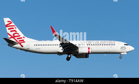 Jungfrau Australien Airlines Boeing 737-8 FE VH-YIZ am AKL Flughafen, NZ Stockfoto