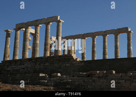 Attika Griechenland Kap Sounion Tempel des Poseidon Stockfoto