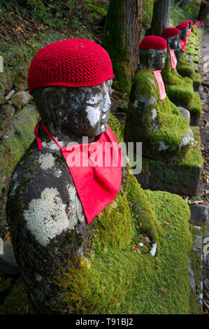 Jizo (Bodhisattva) Statuen in Kanmangafuchi Abgrund in Nikko, Japan Stockfoto